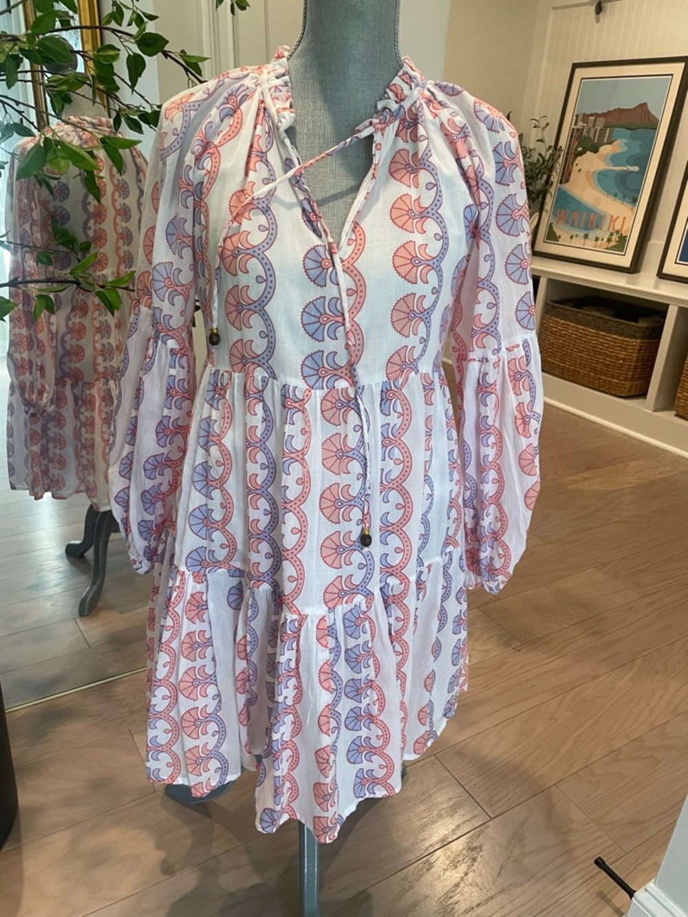 Oliphant Pink & Lavender Printed Tiered Mini Dress